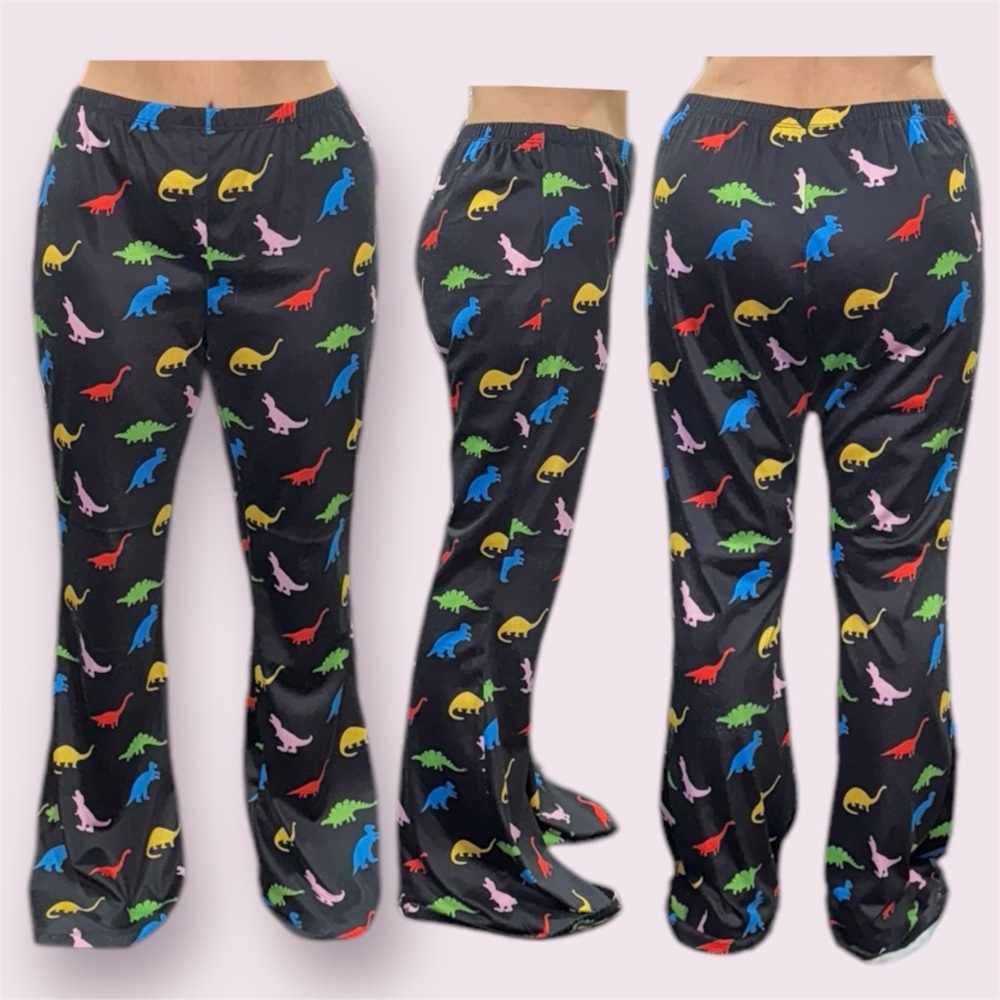 Woman’s Dinosaur Bell Bottom Pants - Multicolor